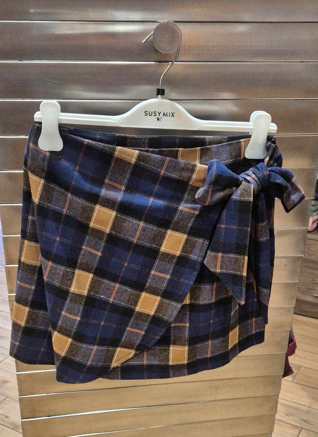 Susy mix gonna nodo quadro misto cotone SK968AI325 base blu