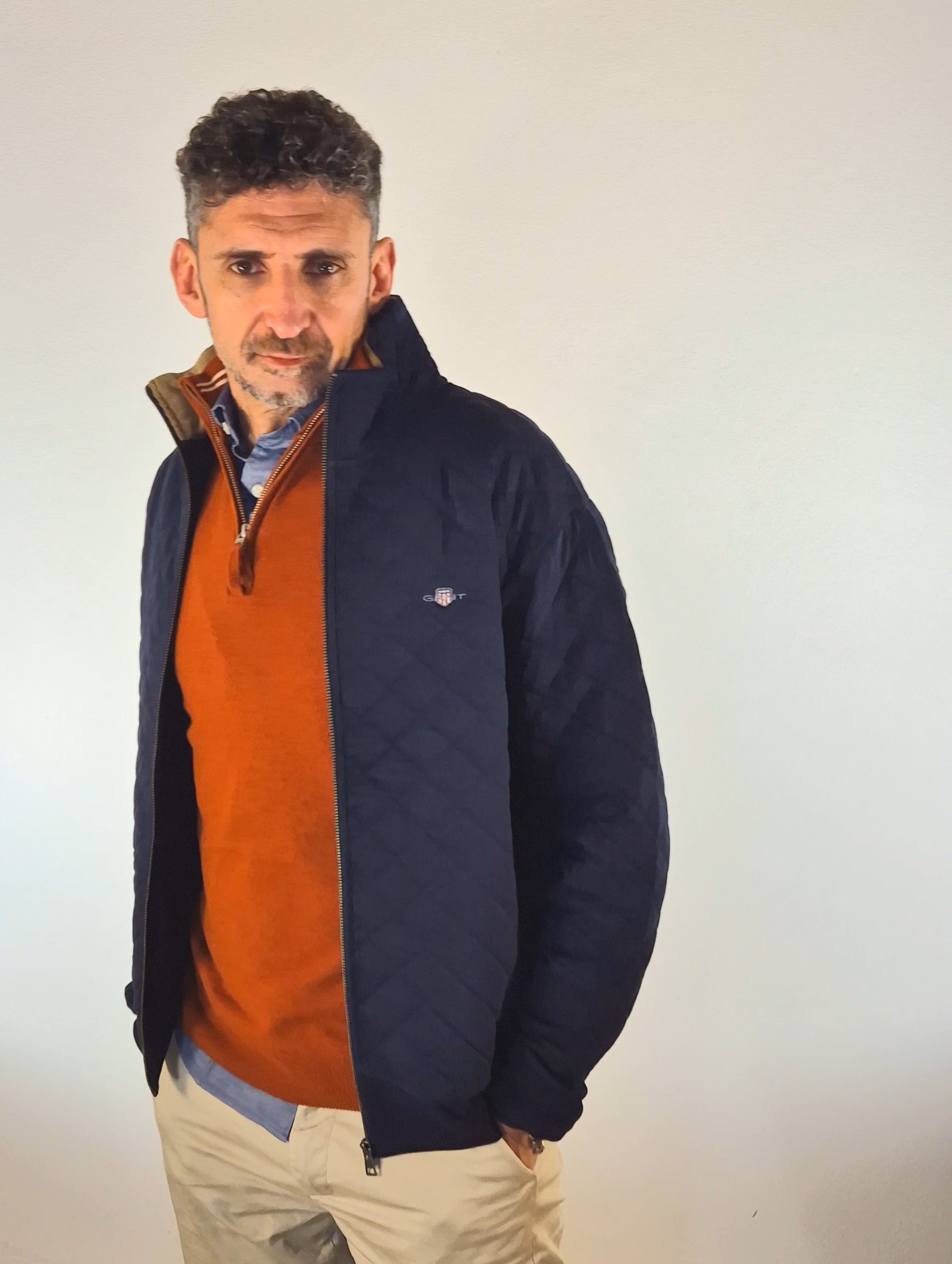 Gant giacca trapuntata con zip blu 25032067081433