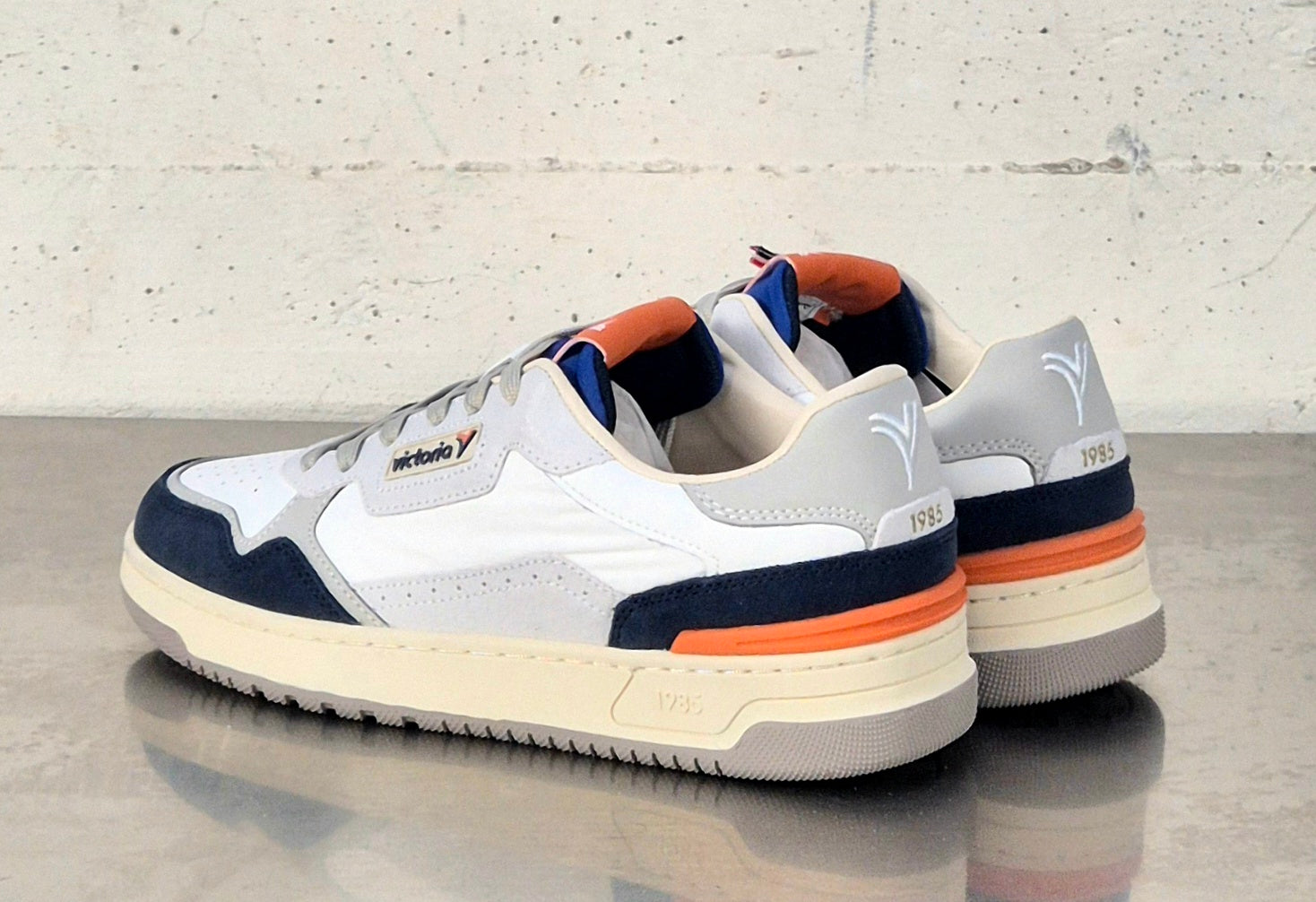 Victoria scarpa uomo 8800124 in pelle e tela bianco/blu/perla marino