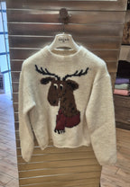 Susy mix maglia con renna 25977U13 beige mistolana e mohair