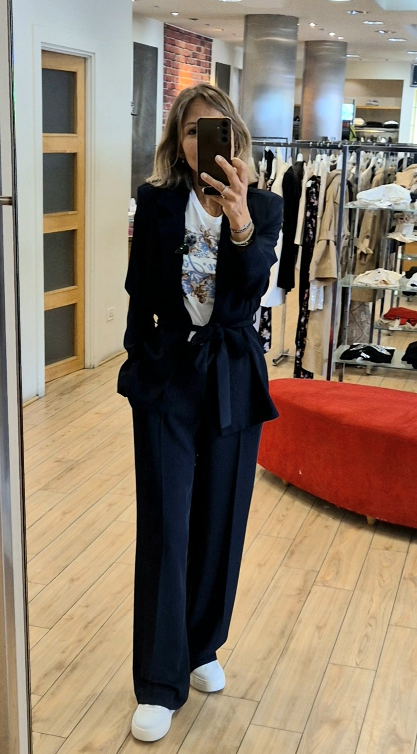Susy mix completo giacca con cintura + pantalone 303211U16 blu