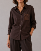 Susy Mix camicia con tasca paillettes testa di moro 26247CP