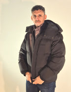 Armani ax piumino d'oca nero XM001098AF1634 nero con cappuccio staccabile