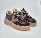 Keh.noo sneaker camoscio e nylon con zeppa A00KW9768447 marrone/noce