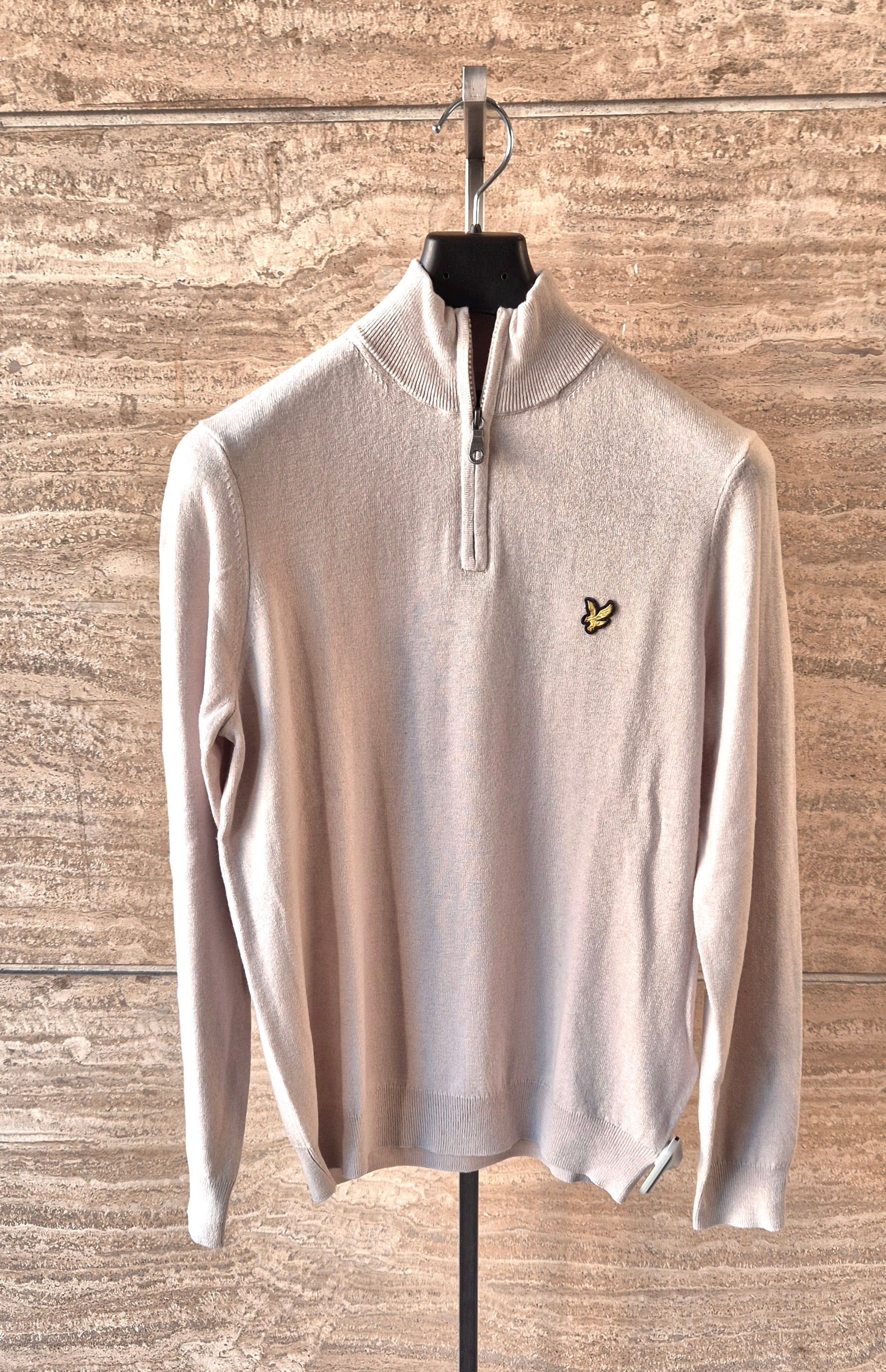 Lyle & Scott maglia mezza zip beige cotton merinos KN2112VCW870