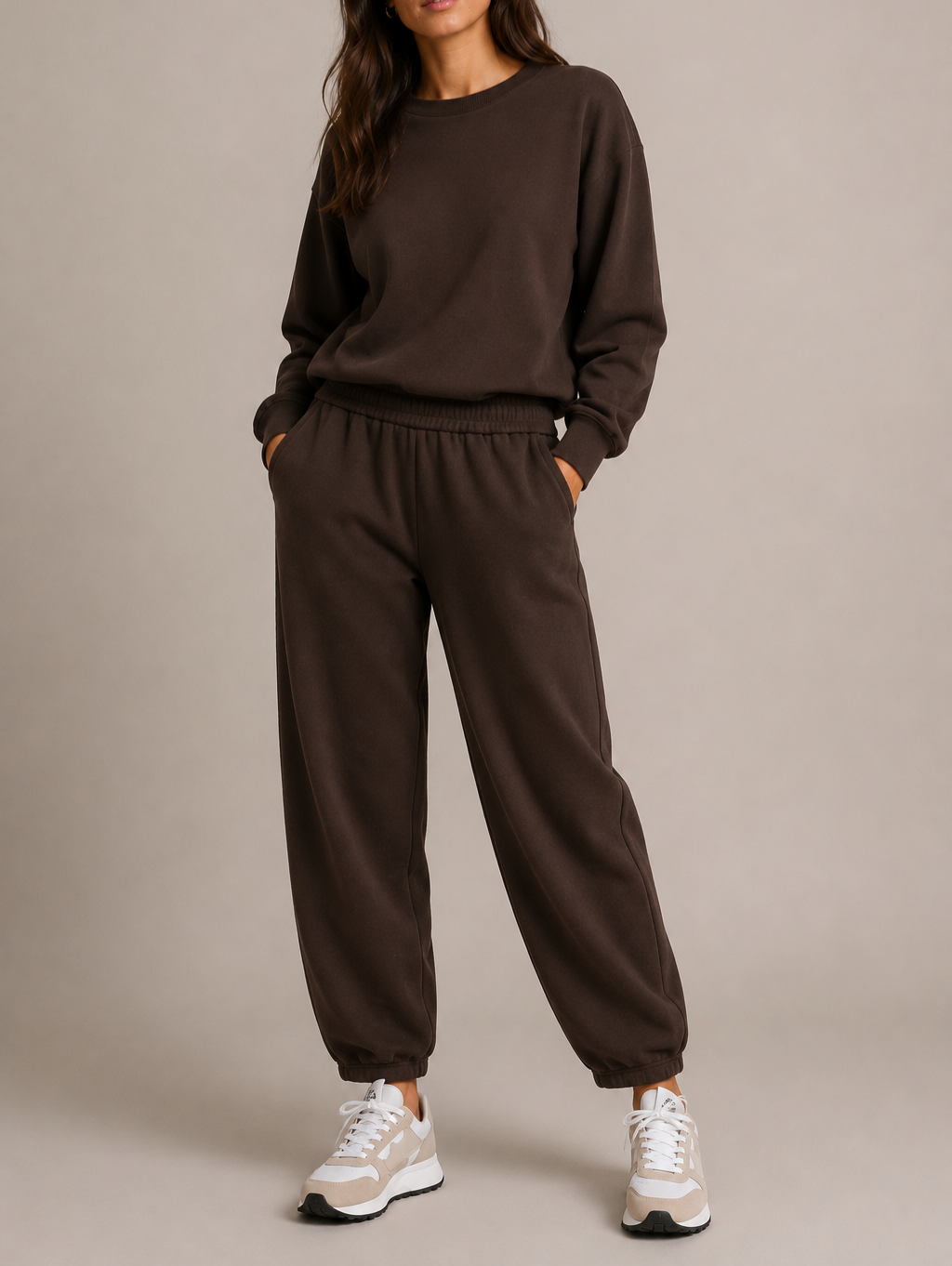 Susy Mix tuta felpa + pantalone cotone stretch 2747 U70 moro
