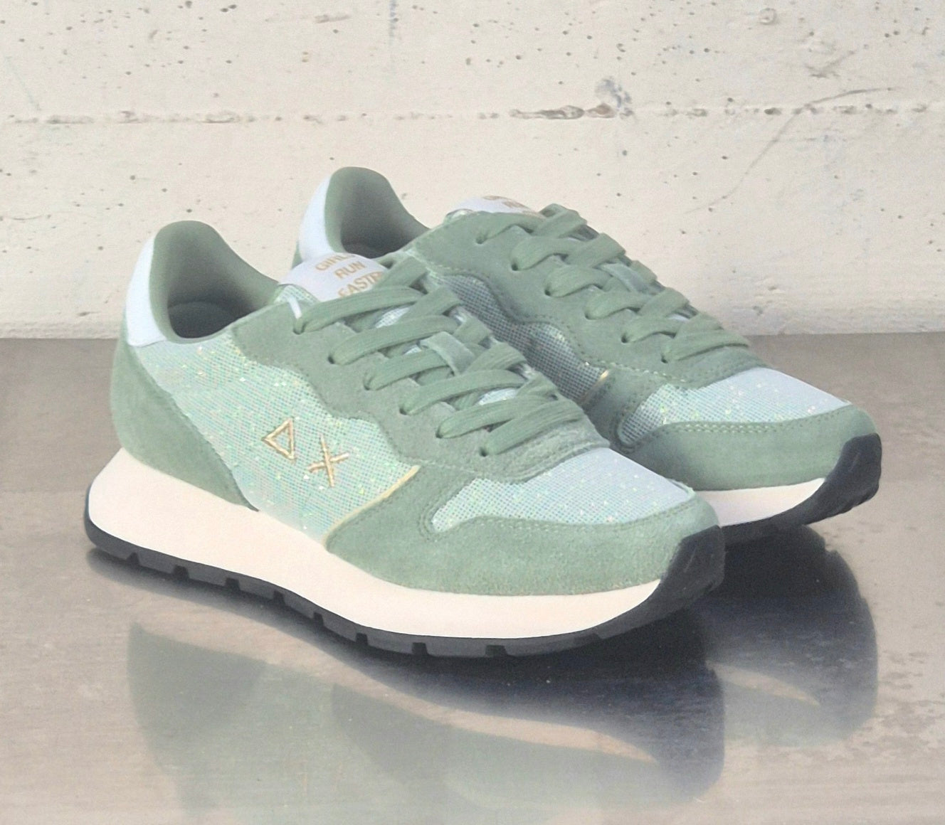 Sun 68 sneaker donna verde salvia Z3620384 Ally glitter textile