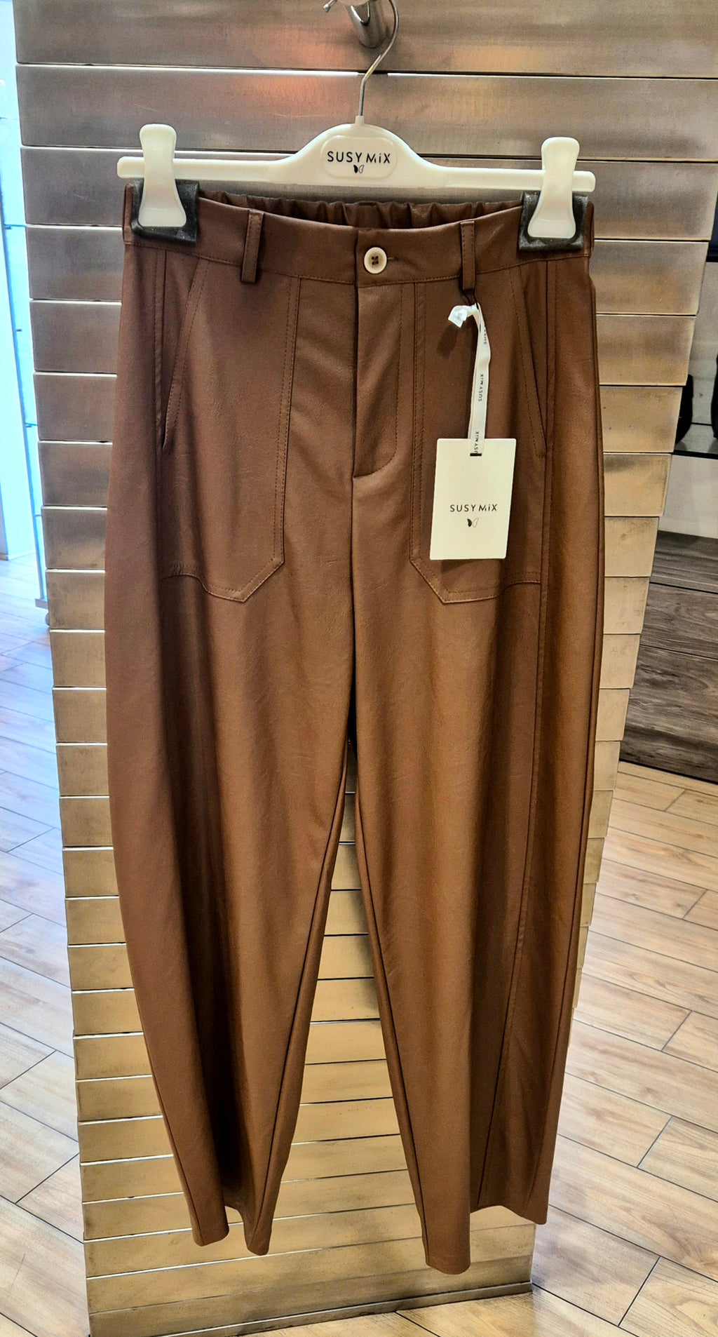 Susy Mix pantalone ecopelle PP342T102U34 marrone cuoio