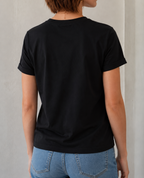 Liu jo t-shirt cotone basic logo piccolo strass WF6348J6308 nero