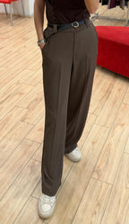 Susy mix pantalone palazzo con cintura T2225U136U70 MORO