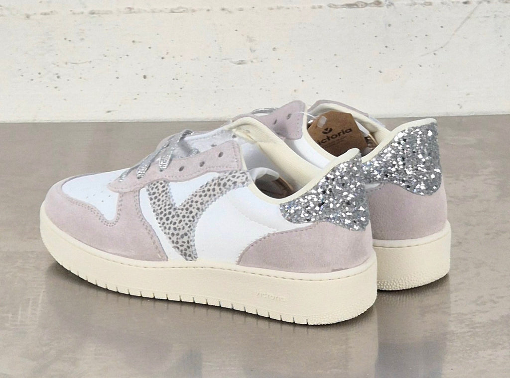 Victoria scarpa donna 1258277 pelle e camoscio plata glitter argento