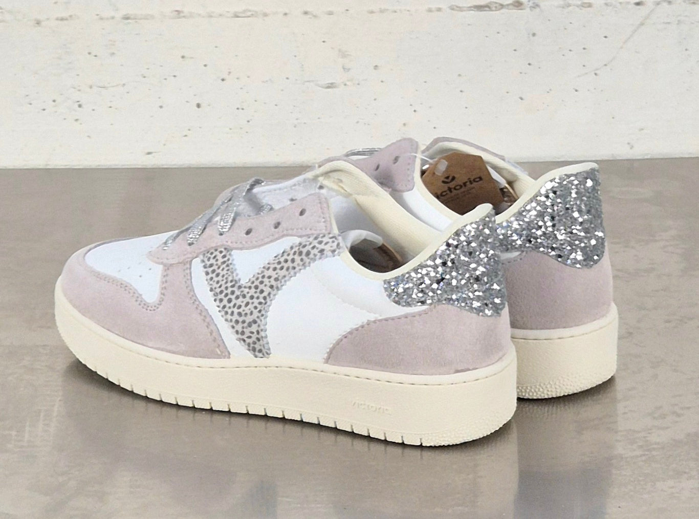 Victoria scarpa donna 1258277 pelle e camoscio plata glitter argento