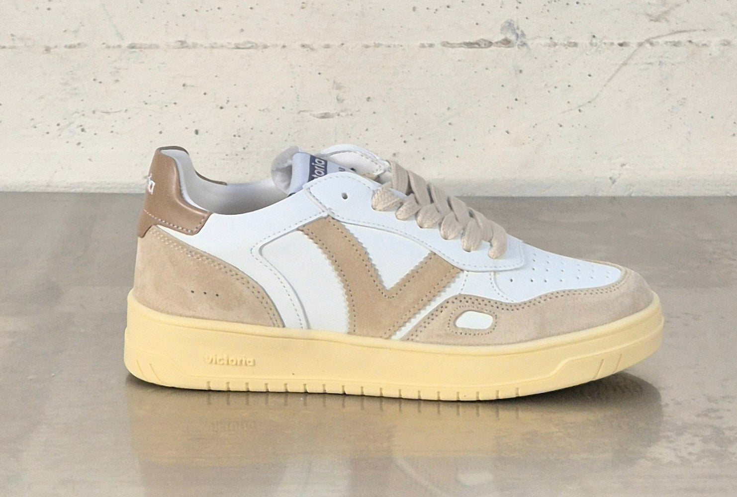 Victoria scarpa donna 1257136 beige pelle e suede bianco/biege/taupe