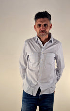 Replay camicia M4138A rigata bianco/celeste