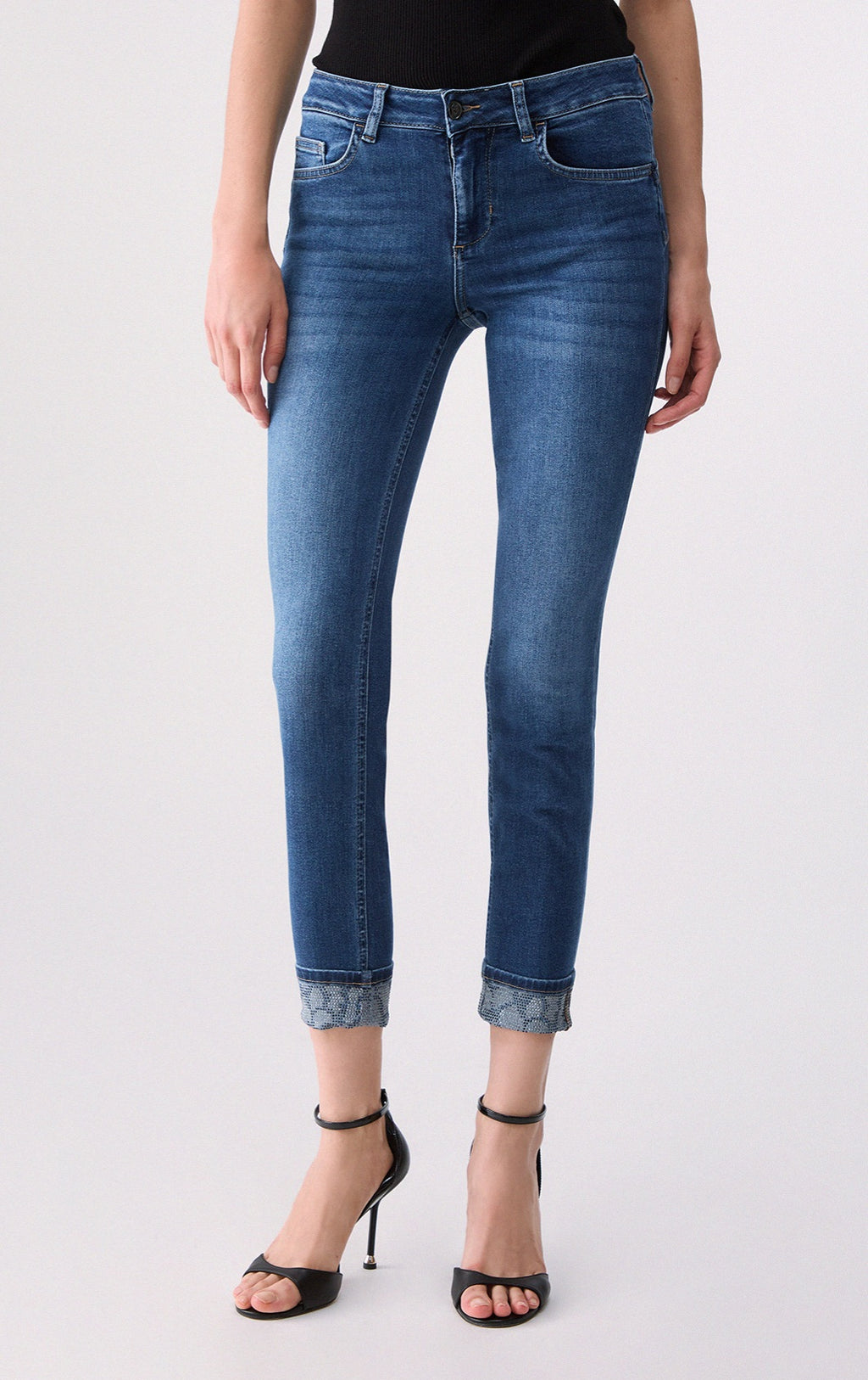 Liu jo jeans skinny con applicazioni UF6006D03057 denim