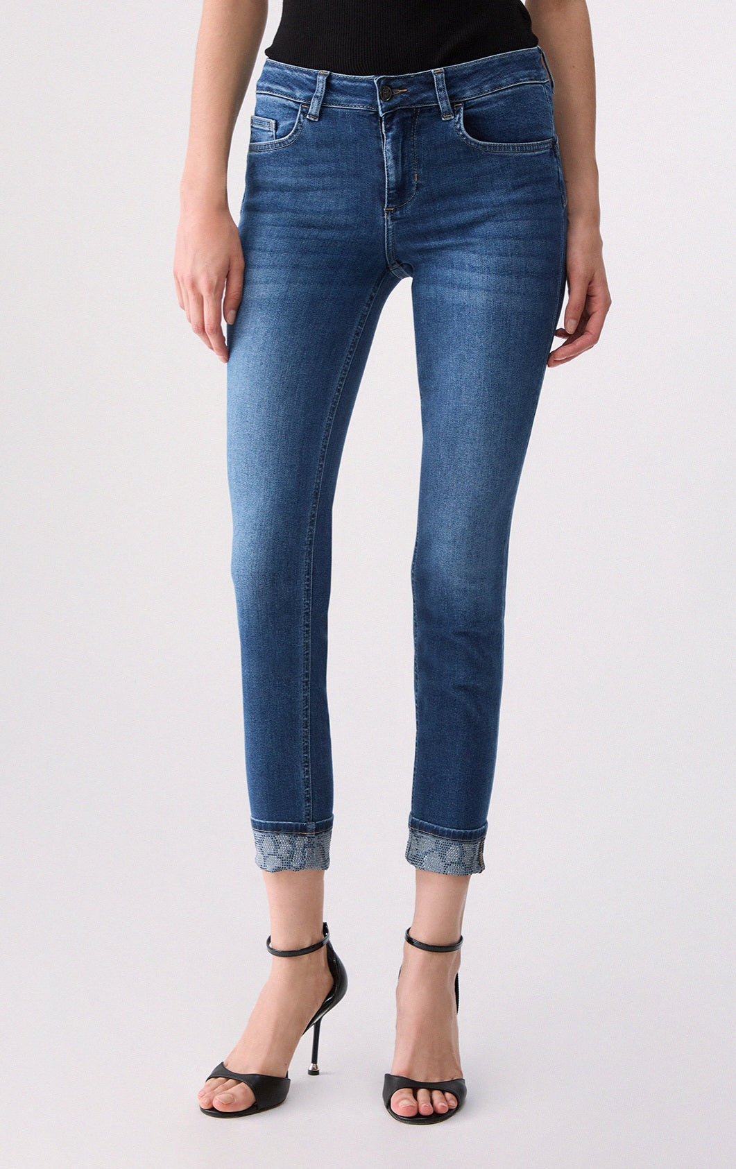 Liu jo jeans skinny con applicazioni UF6006D03057 denim