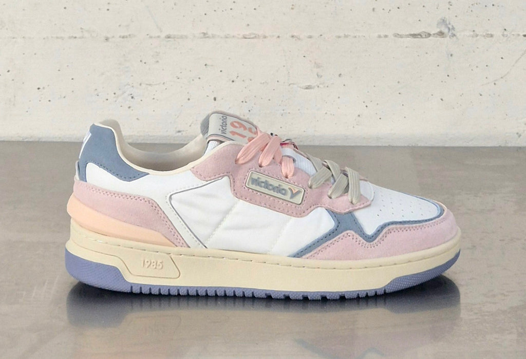 Victoria scarpa donna 88000128 in pelle e tela bianco/lilla/rosa
