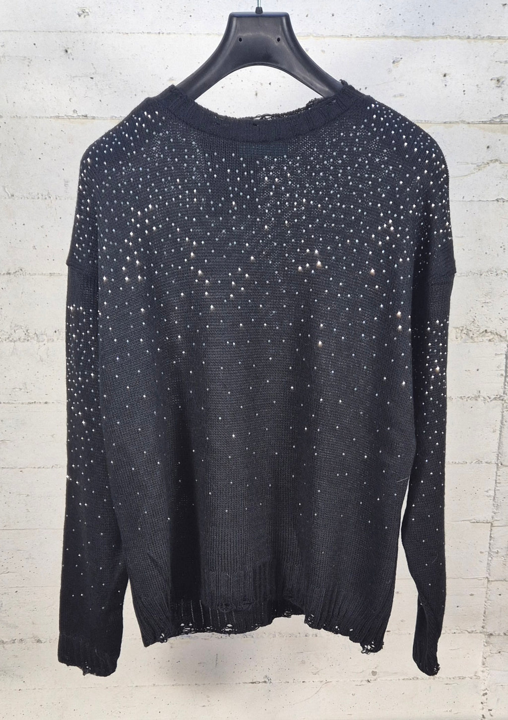 Adon maglia cotone con brillantini e rotture AD1682 nero