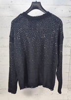 Adon maglia cotone con brillantini e rotture AD1682 nero