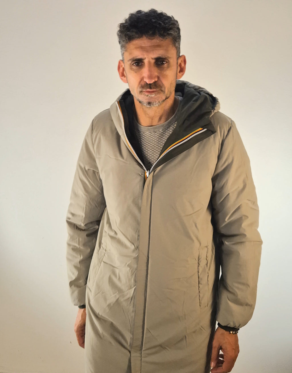 K-way giacchetto lungo reversibile Jacob st warm double verde/beige K6128WWB2P