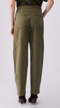 Liu jo t pantalone baggy fit gabardina di cotone verde WF6080T708