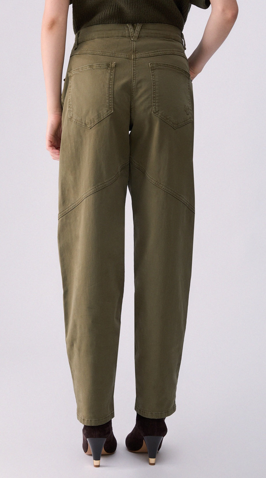 Liu jo t pantalone baggy fit gabardina di cotone verde WF6080T708