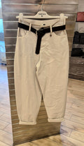 Susy mix pantalone cotone con cintura sabbia 60285PUB8