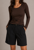 Susy Mix maglia rigata 2759 uC3 nero/tabacco