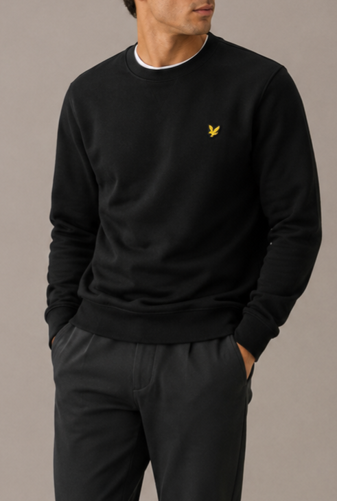 Lyle & Scott felpa girocollo basic in cotone felpato ML1131V nero