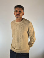 Blend maglia girocollo con treccie in mistocotone 20718442141107 beige