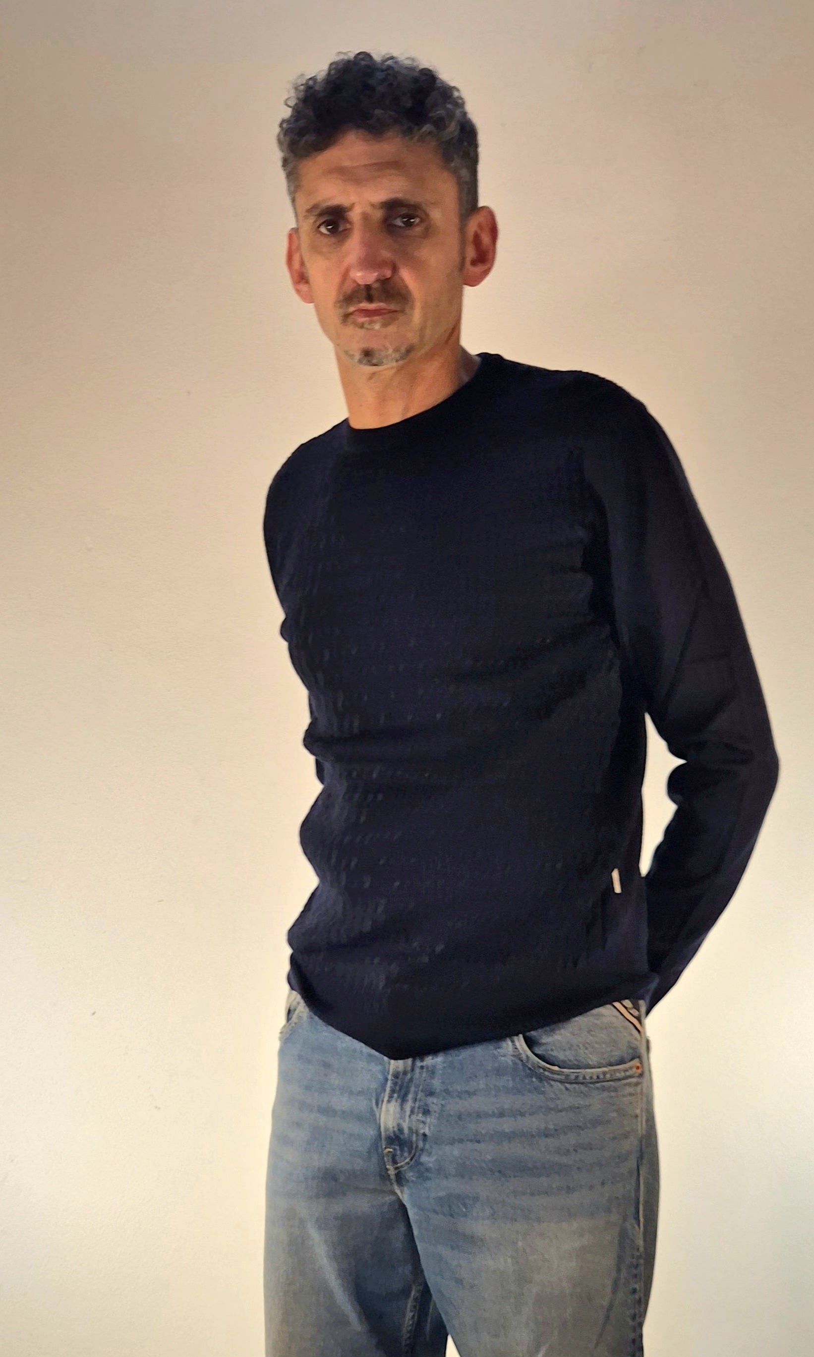 Seinse maglia con trecce contrasto MI3077 BLU