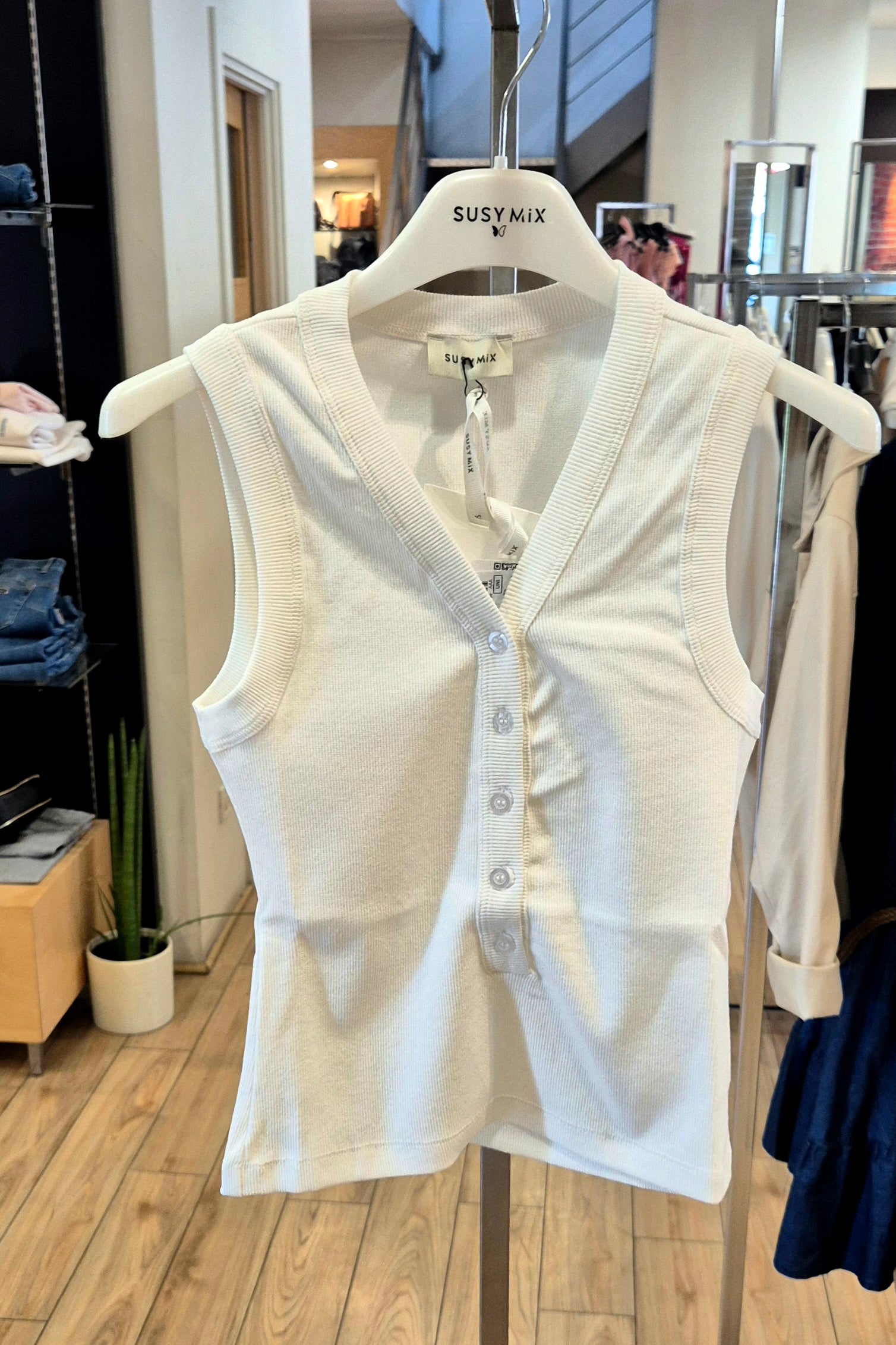 Susy Mix canotta costina SH004350 U58 bianco