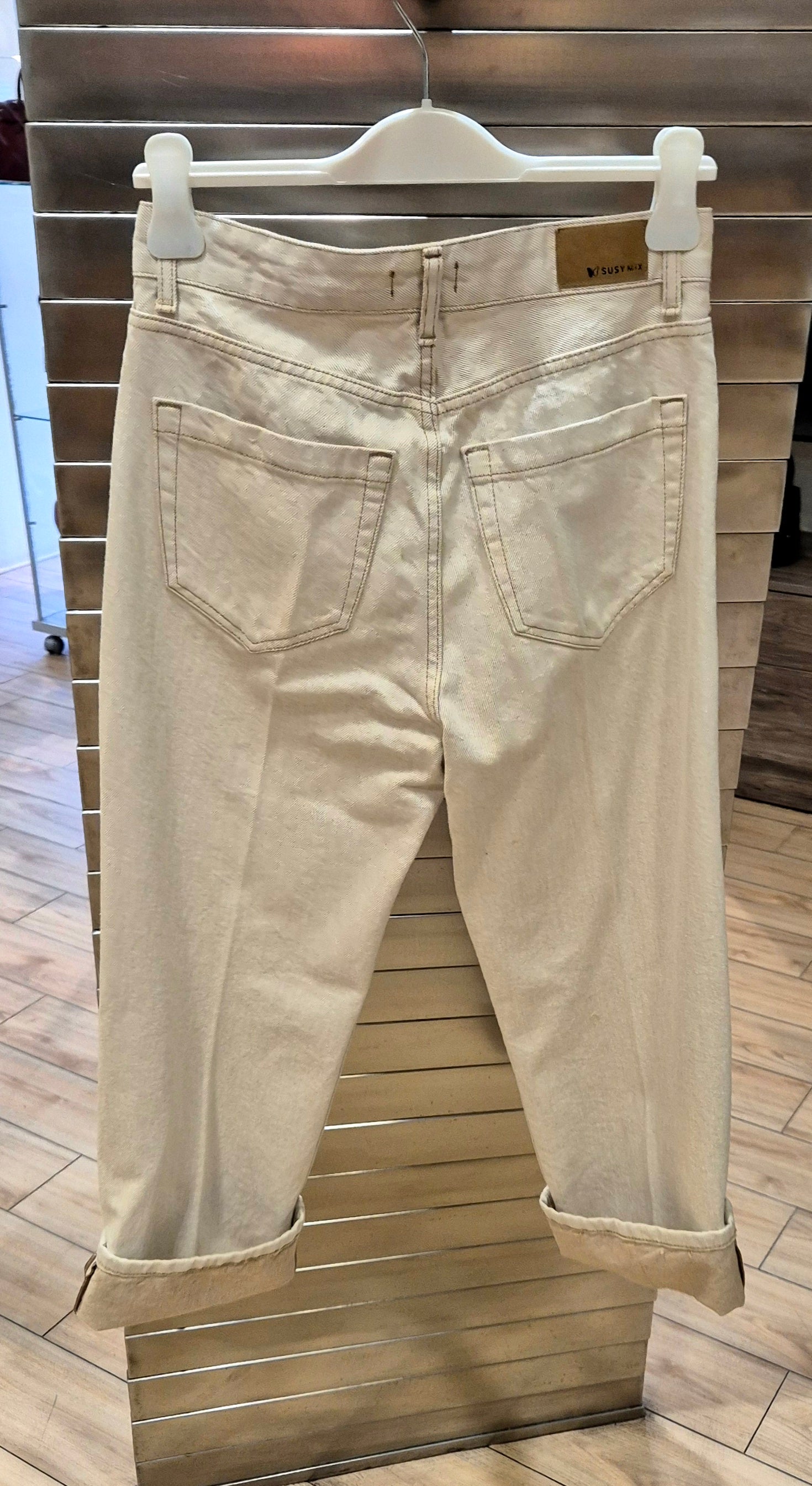 Susy mix pantalone denim crema 80513ARR U33