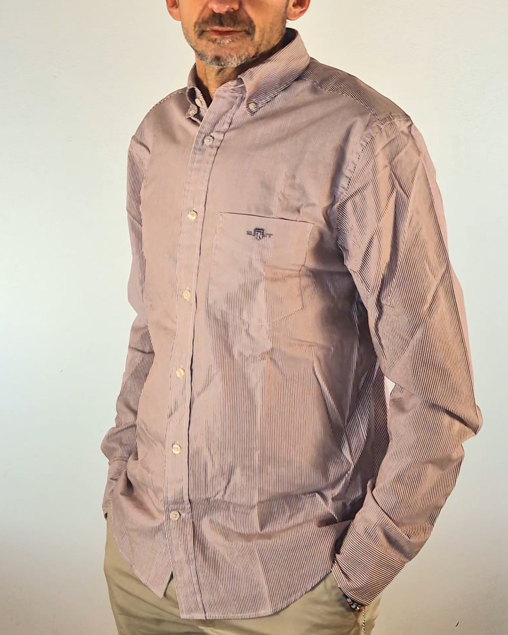 Gant camicia regular botton down riga bastoncino bordeaux 25033000140/604