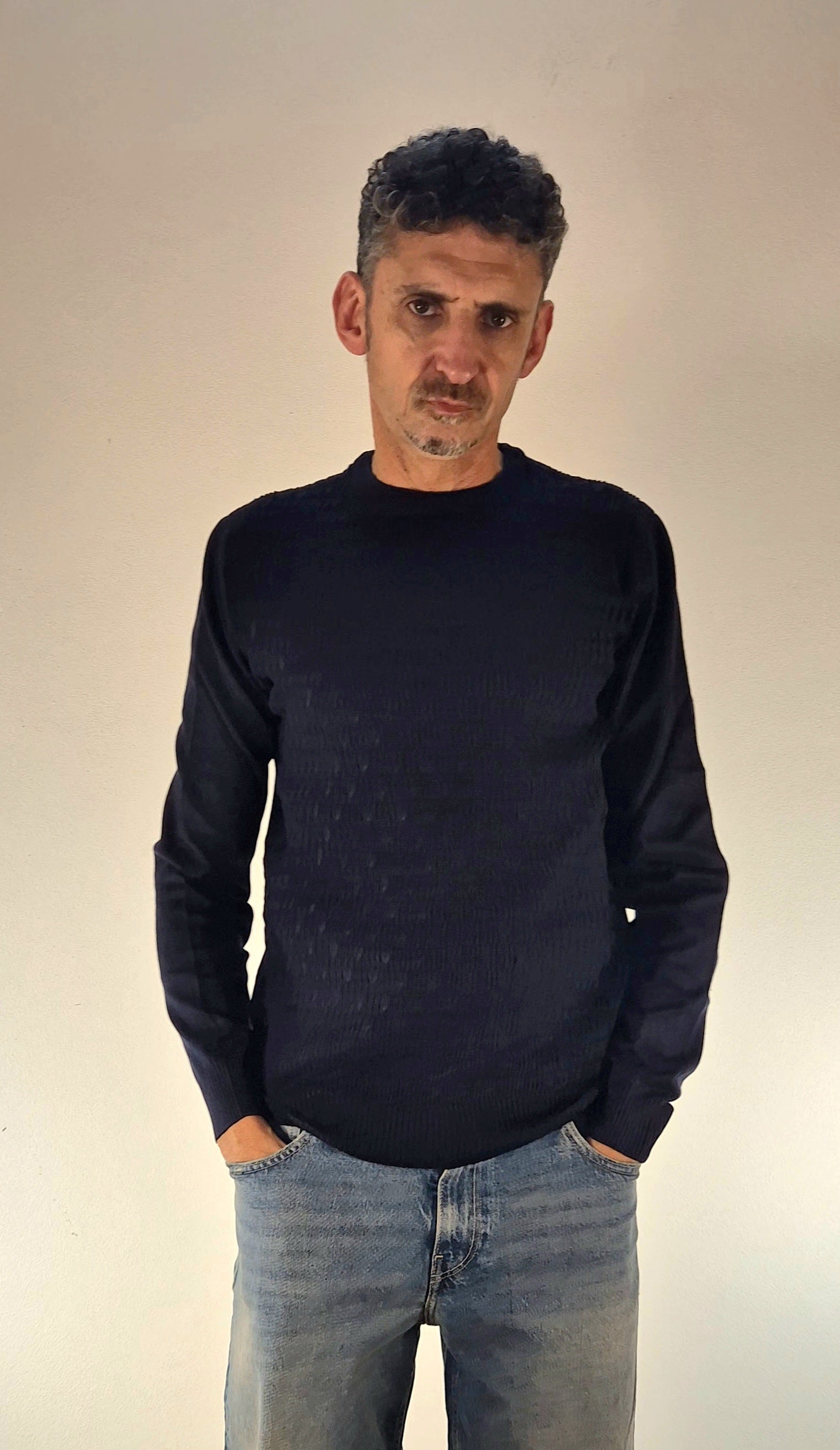 Seinse maglia con trecce contrasto MI3077 BLU