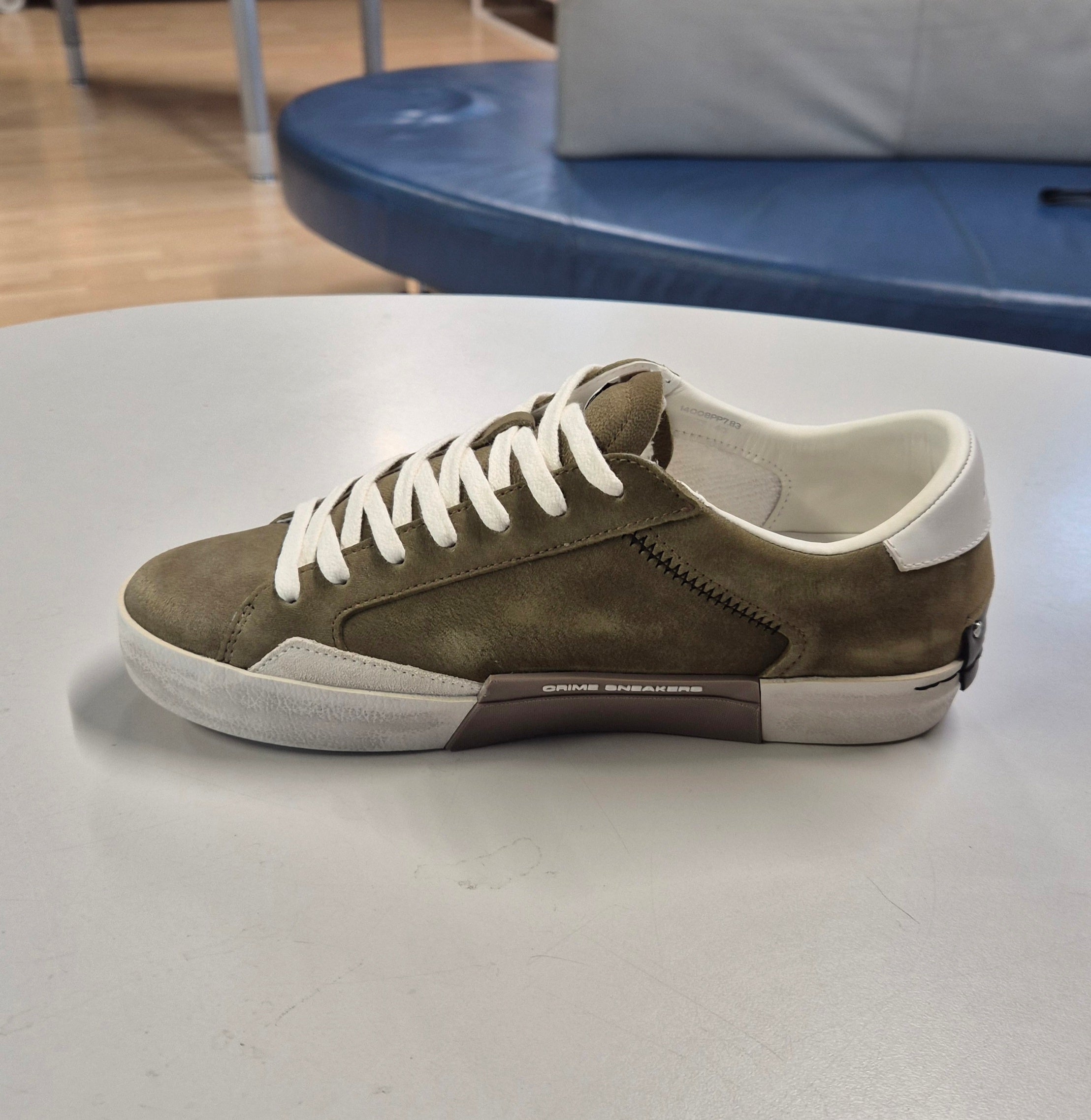 Crime scarpa uomo destressed nabuk pelle verde 14008PP7