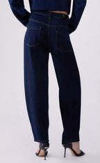 Liu jo jeans vita alta con strass Barrel denim dark UF6232D0347