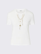 Liu jo t-shirt slim fit con catene WF6079JS923 bianco