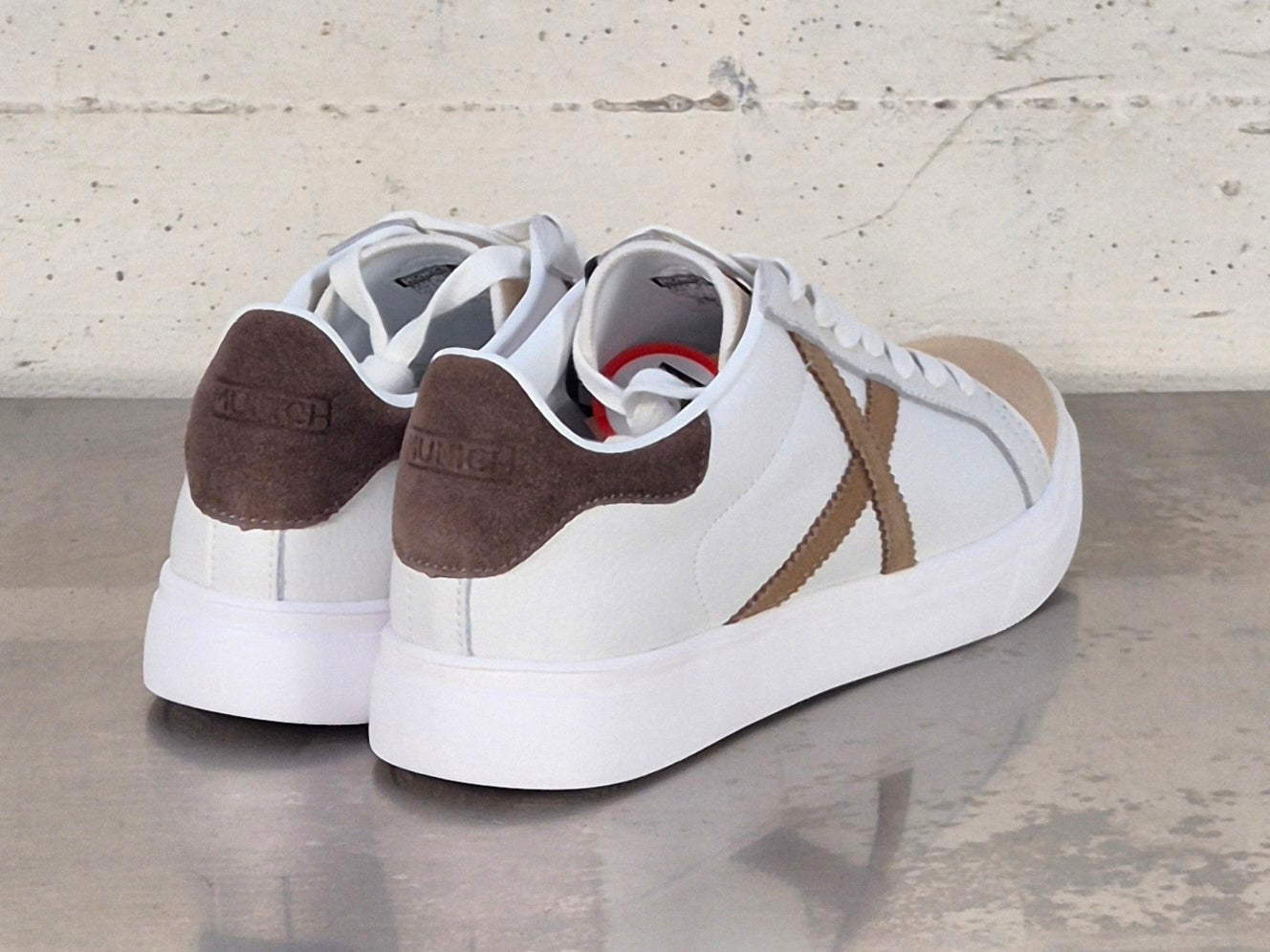 Munich sneaker in pelle 8080118 Rete 118 bianco/beige/marrone