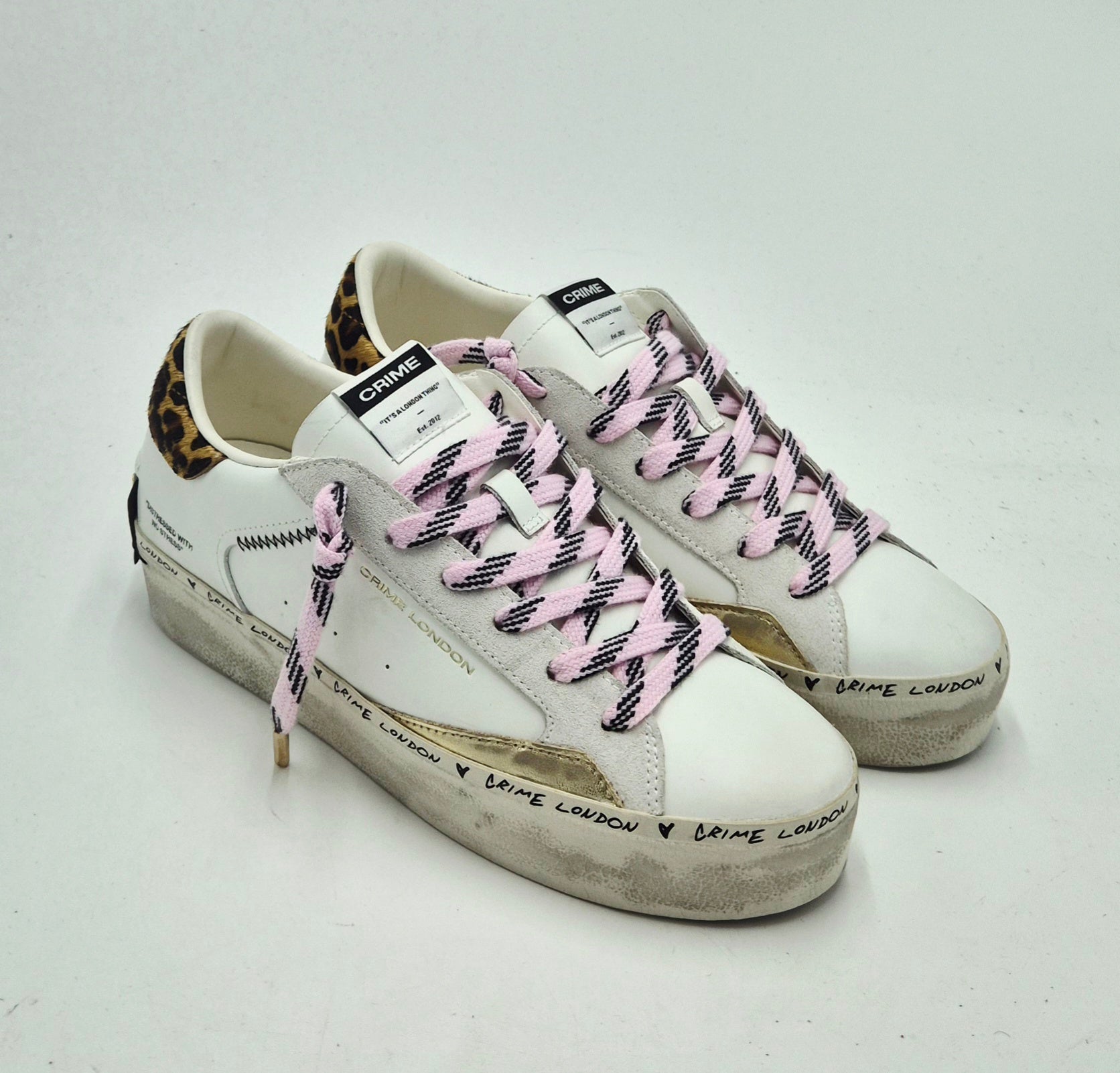Crime sneakers pelle distressed  25072AA810 pelle bianca