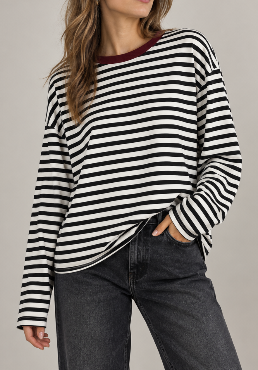 Kikisix maglia rigata mistoviscosa KXMA3596BLK bianco/nero