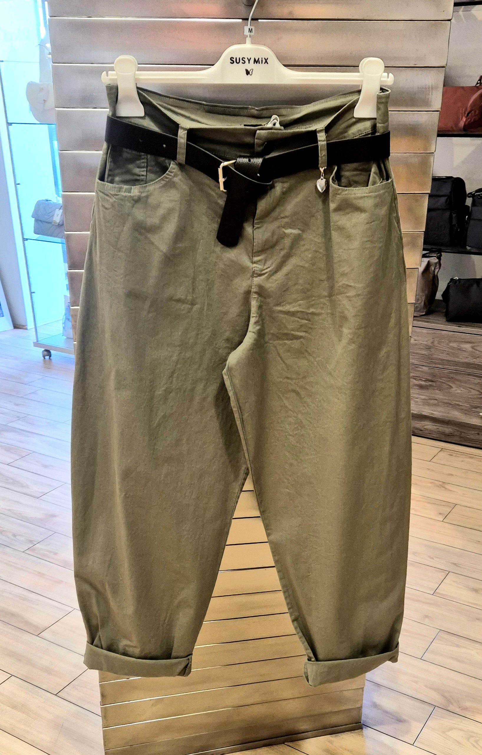Susy mix pantalone cotone con cintura militare 60285PUE0