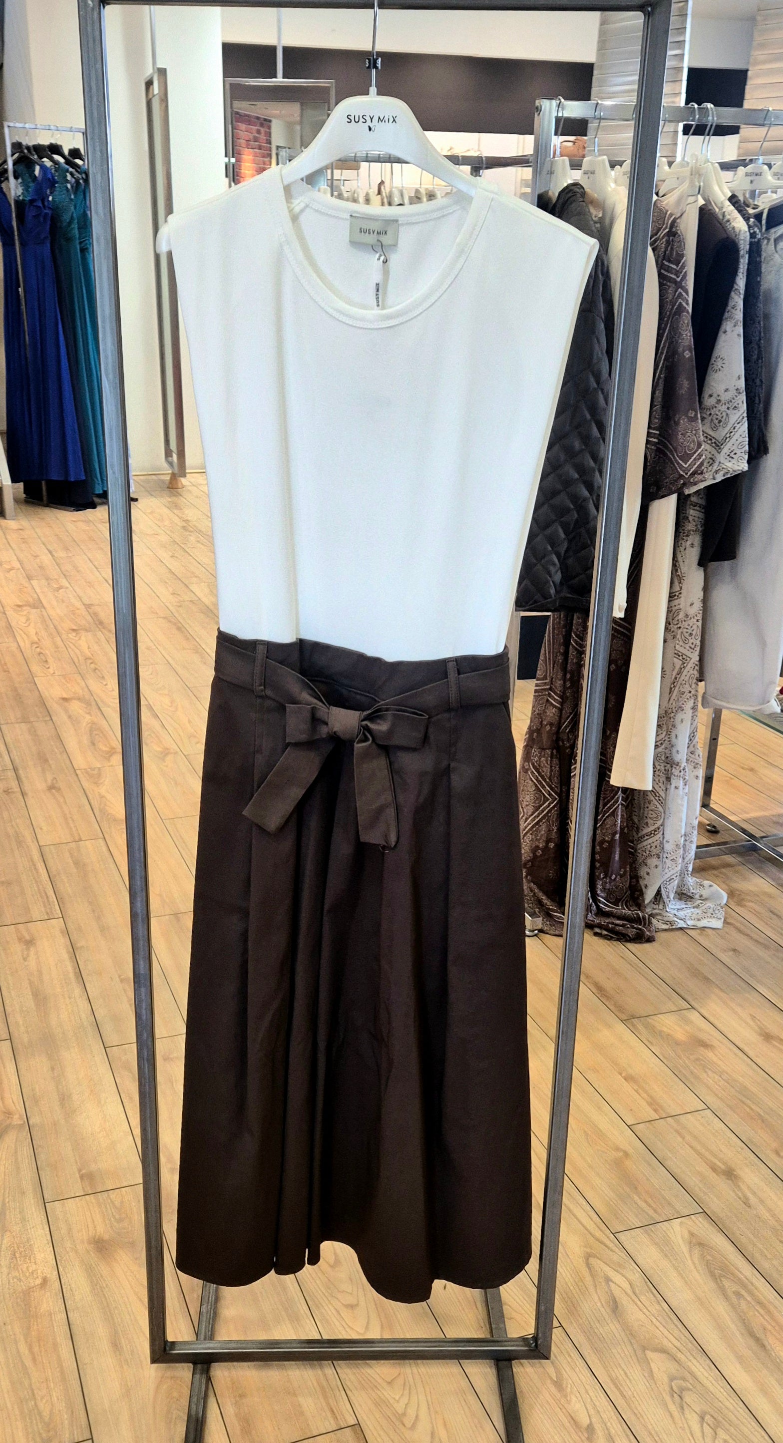 Susy Mix abito cotone stretch 26026UU70 moro/bianco