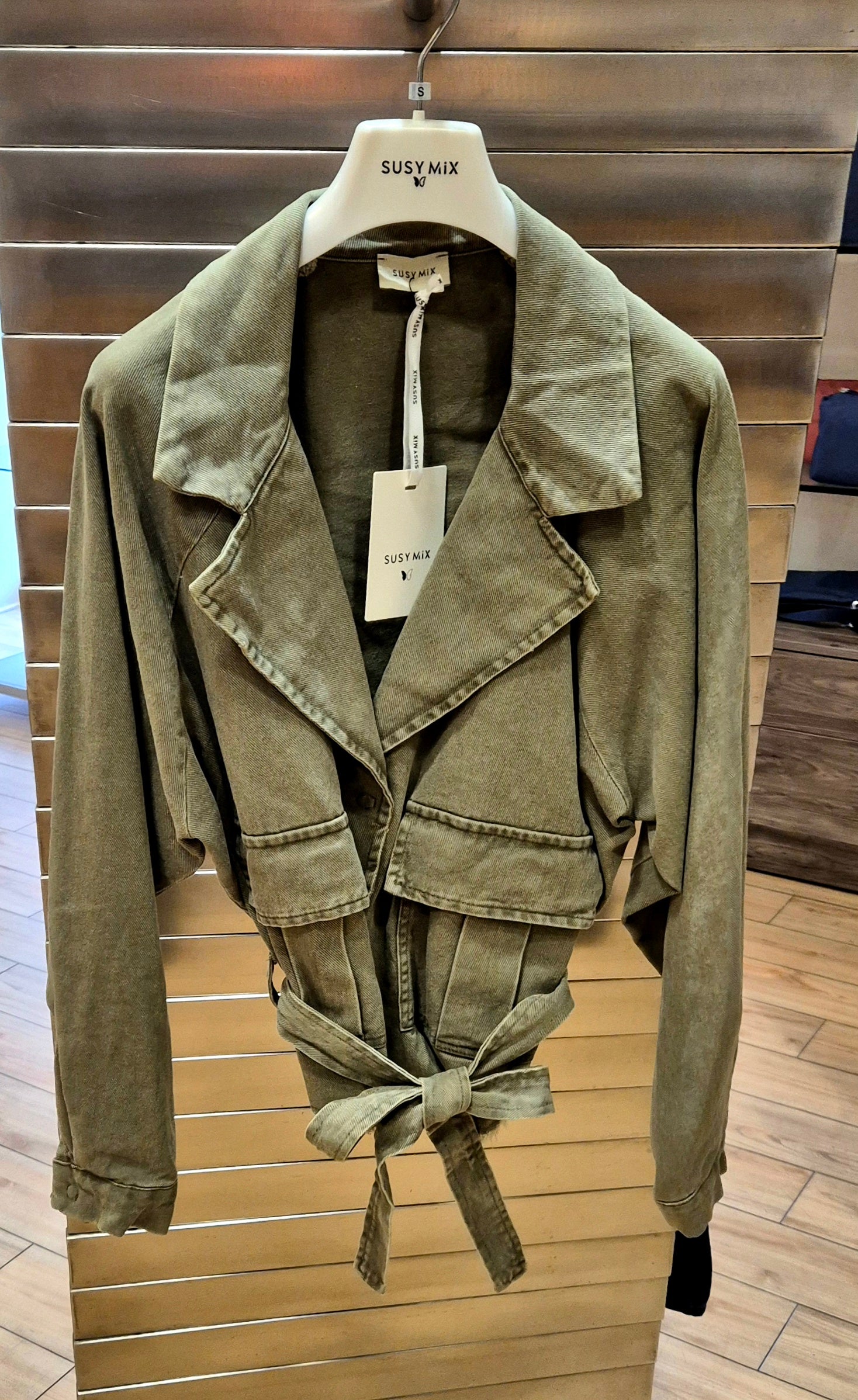 Susy mix trench 100% cotone corto 60085GUE0 verde militare