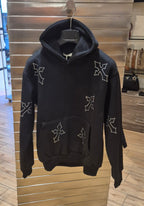 Adon felpa cappuccio felpata con croci con brillantini colore nero AD3000