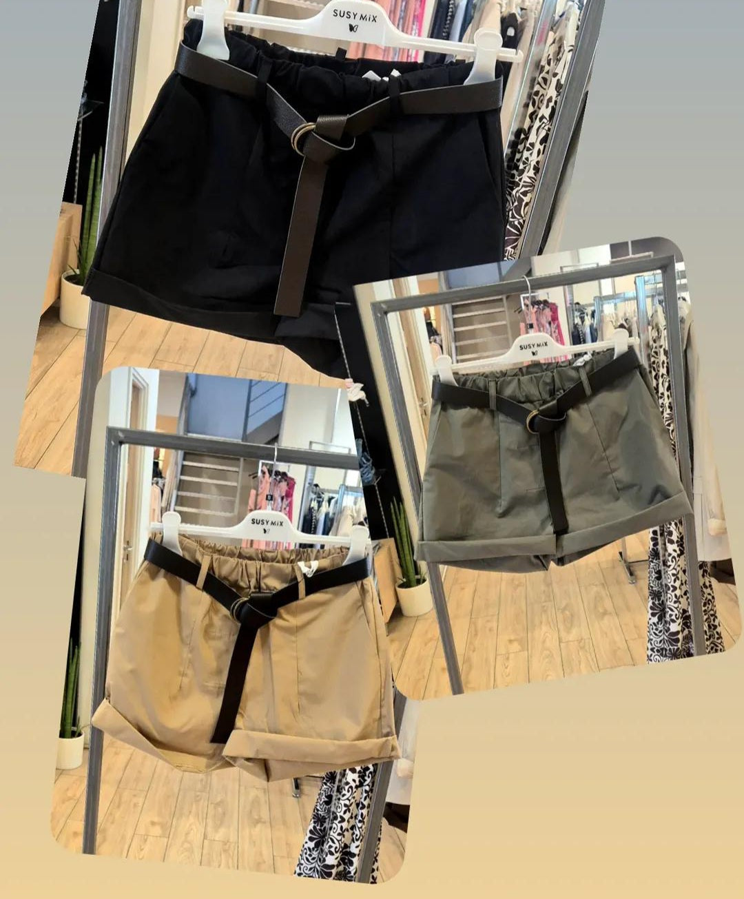 Susy Mix short 100% cotone con cintura S12246COU75 NERO