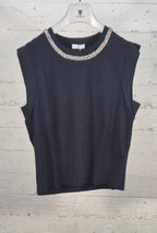 Fracomina t-shirt smanicata nera con castoni ST3047J4180 053