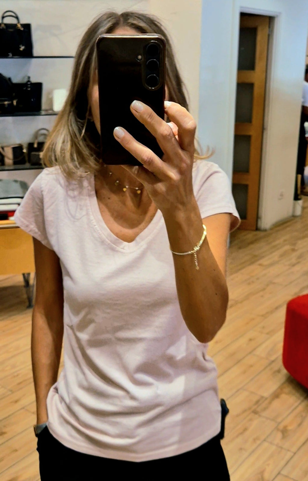 Susy Mix t-shirt manica corta scollo v in cotone rosa