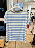 Susy Mix t-shirt rigata panna/celeste viscosa stretch