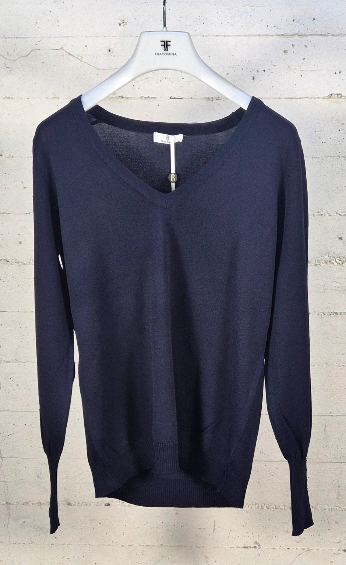 Fracomina maglia regular scollo V ST7026K52401 117 blu